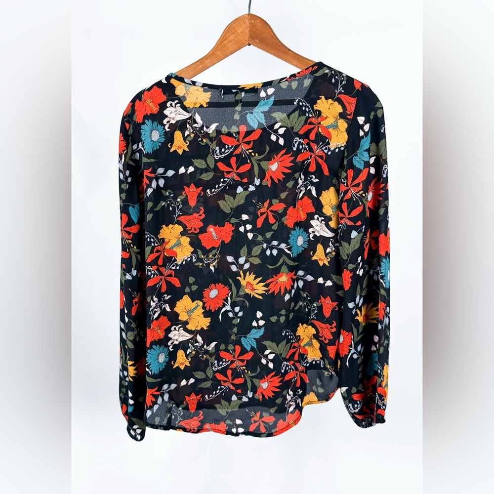 Gibson/ Print Ruched Long Sleeve Blouse Size M